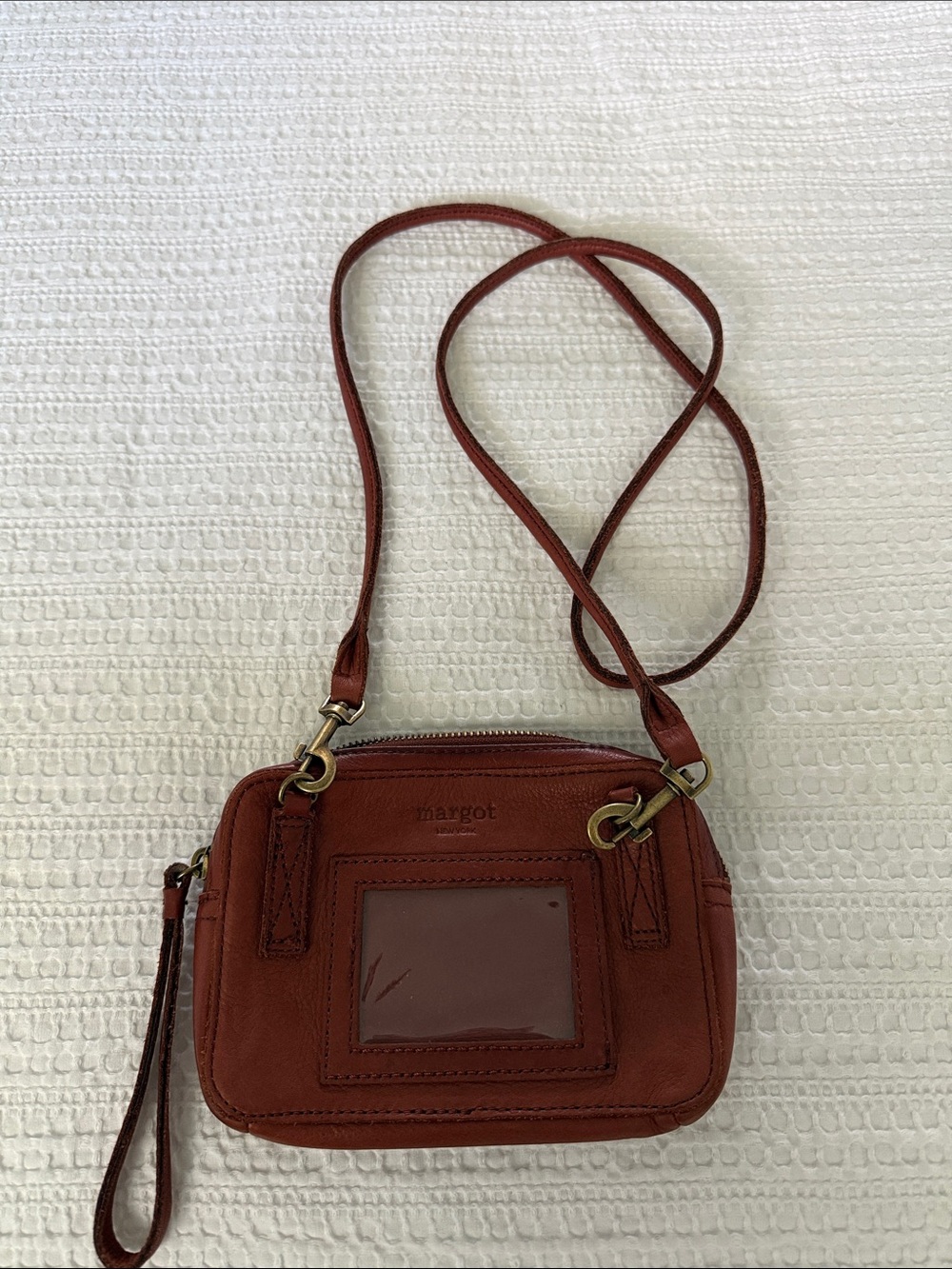 margot Burnt Orange Leather Crossbody with ID Window great condition - Picture 2 of 7